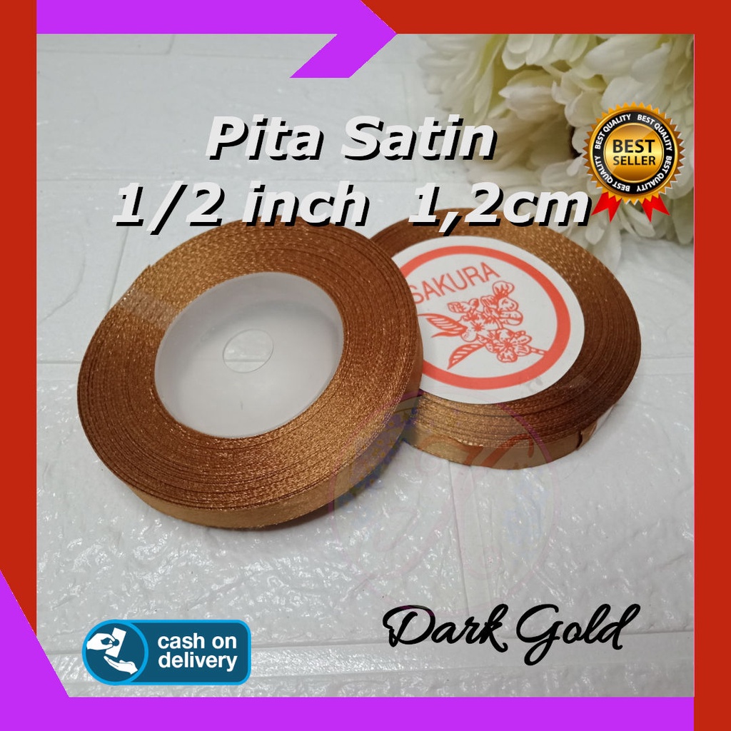 Pita Satin 1/2 Inch / 1,2 cm harga per roll Sakura