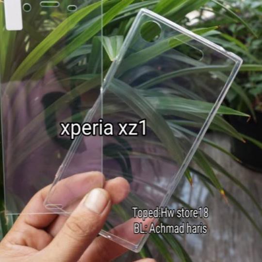 terbaik tempered glass anti gores kaca plus softcase soft case sony xperia xz1         