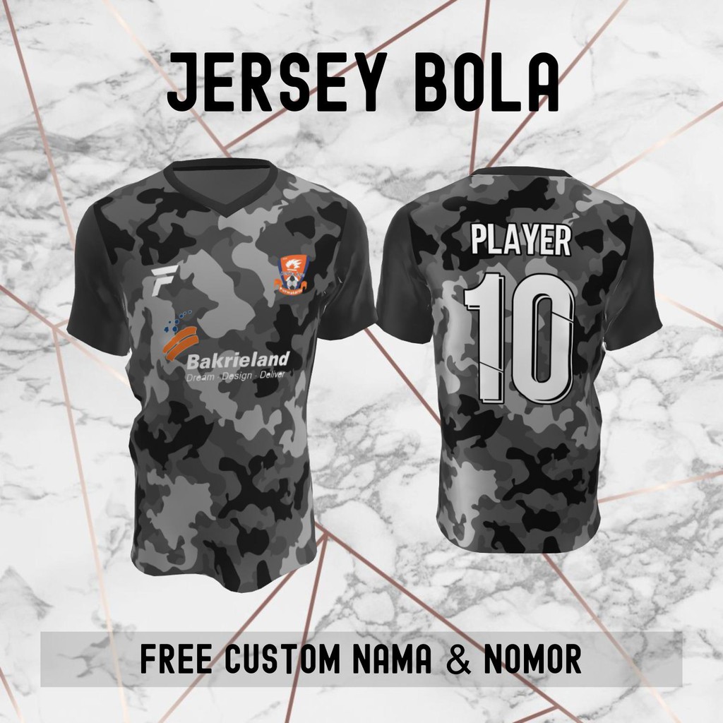 Jersey Pelita Jaya Purwakarta Loreng Abu Klub Bola Baju Kaos Custom Nama dan Nomor Punggung - 655
