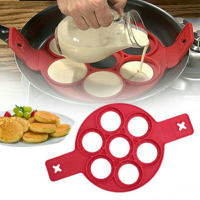 Pancake maker silikon cetakan pancake 7 lubang alas adonan spuit mawar spuit 1M cutter fondant