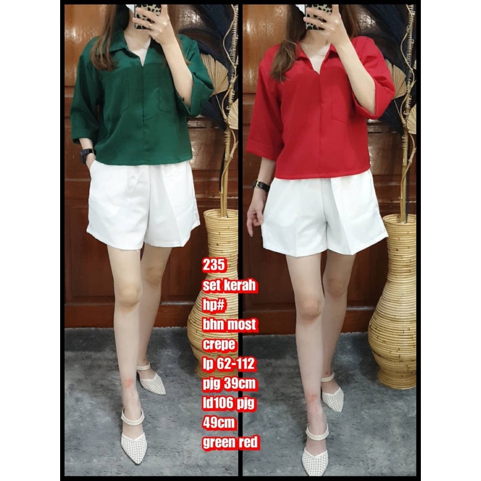SALE PROMO SETELAN WANITA IMLEK Moscrepe Lengan Pendek Kekinian/ Blouse wanita / Fashion korea/ baju