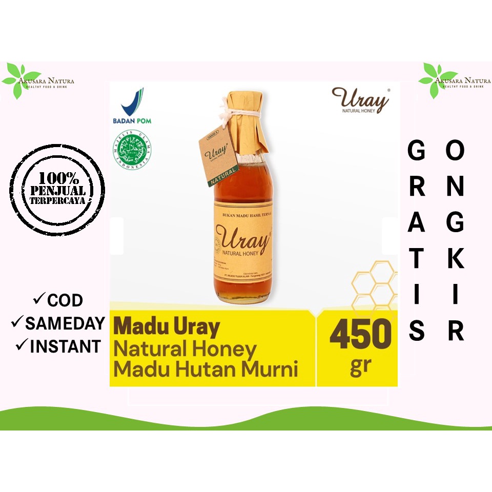 Madu Uray Natural Honey 450gr - Madu Murni - Madu Hutan Asli [BISA COD | SAMEDAY | INSTANT]