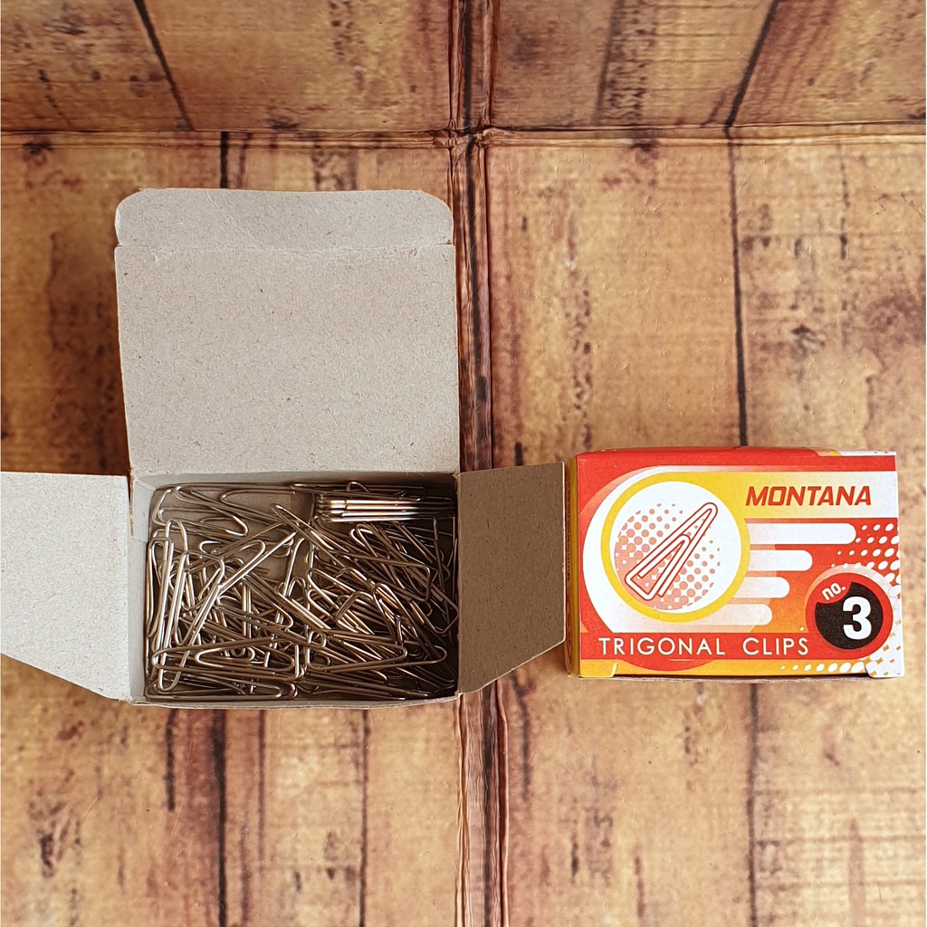 1 Pak Kecil (46 pcs) Paperclip Montana No 3 Silver - 1 Pak Kecil Klip kertas - Trigonal Clips