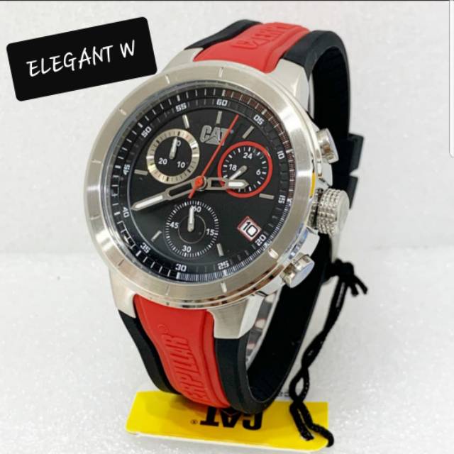 JAM TANGAN CATERPILLAR PRIA ORIGINAL CAT NA.143.28.128 BLACK RED