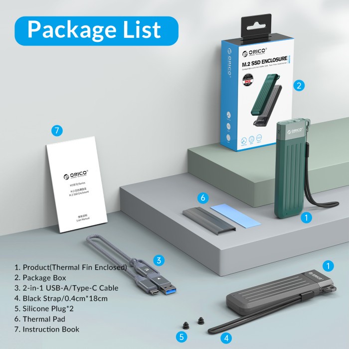 ORICO USB3.1 Gen2 Type-C 10Gbps M.2 NVMe SSD Enclosure - MM2C3-G2 - Hijau