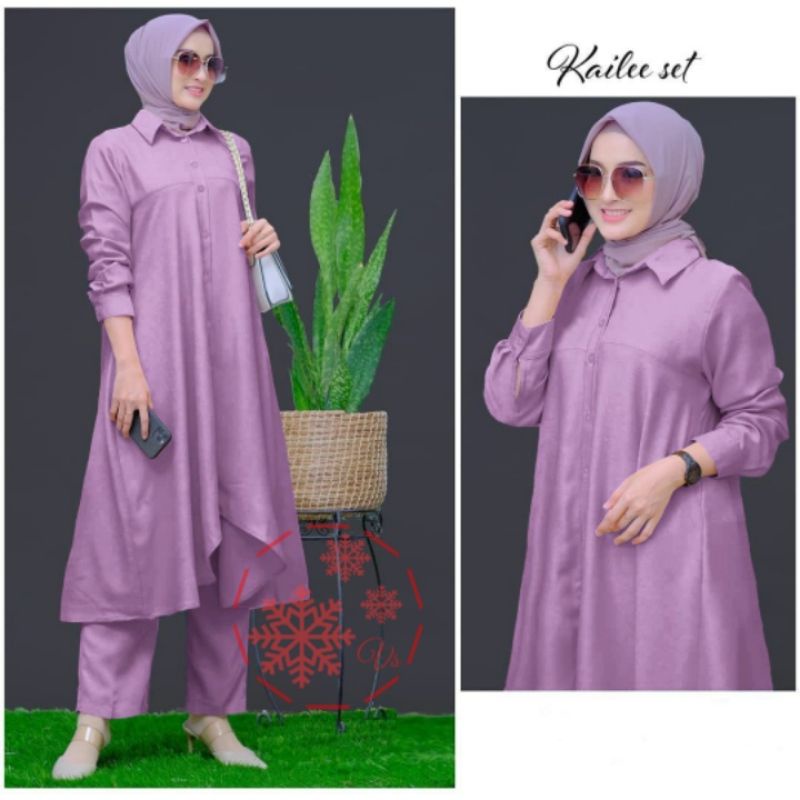 SET CELANA TUNIK KAILEE, MOSCREPE, GAMIS, HIJAB, MUSLIM, DRESS, SETELAN