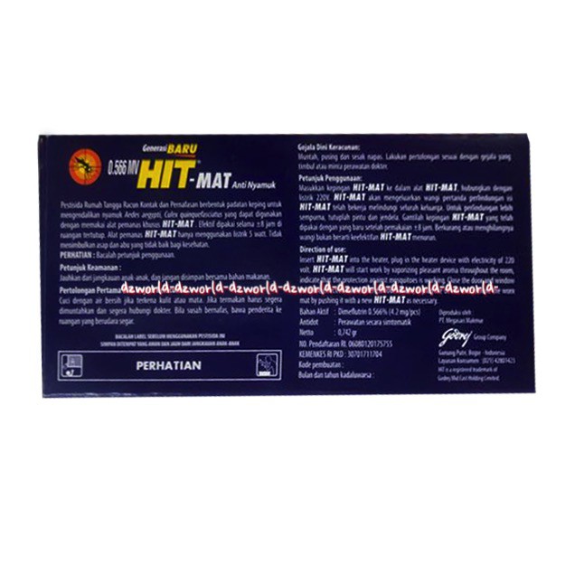 HIT Mat Refill Anti nyamuk Obat nyamuk Electri Mat Hit-Matt isi 18 Free 6mat Hit Matt Listrik