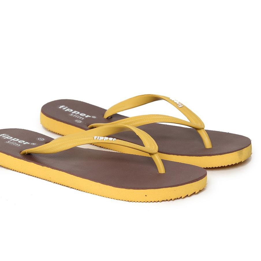 Terbaru NHU Sandal Fipper Slim / Sendal Jepit / Sendal Wanita Brown Yellow .