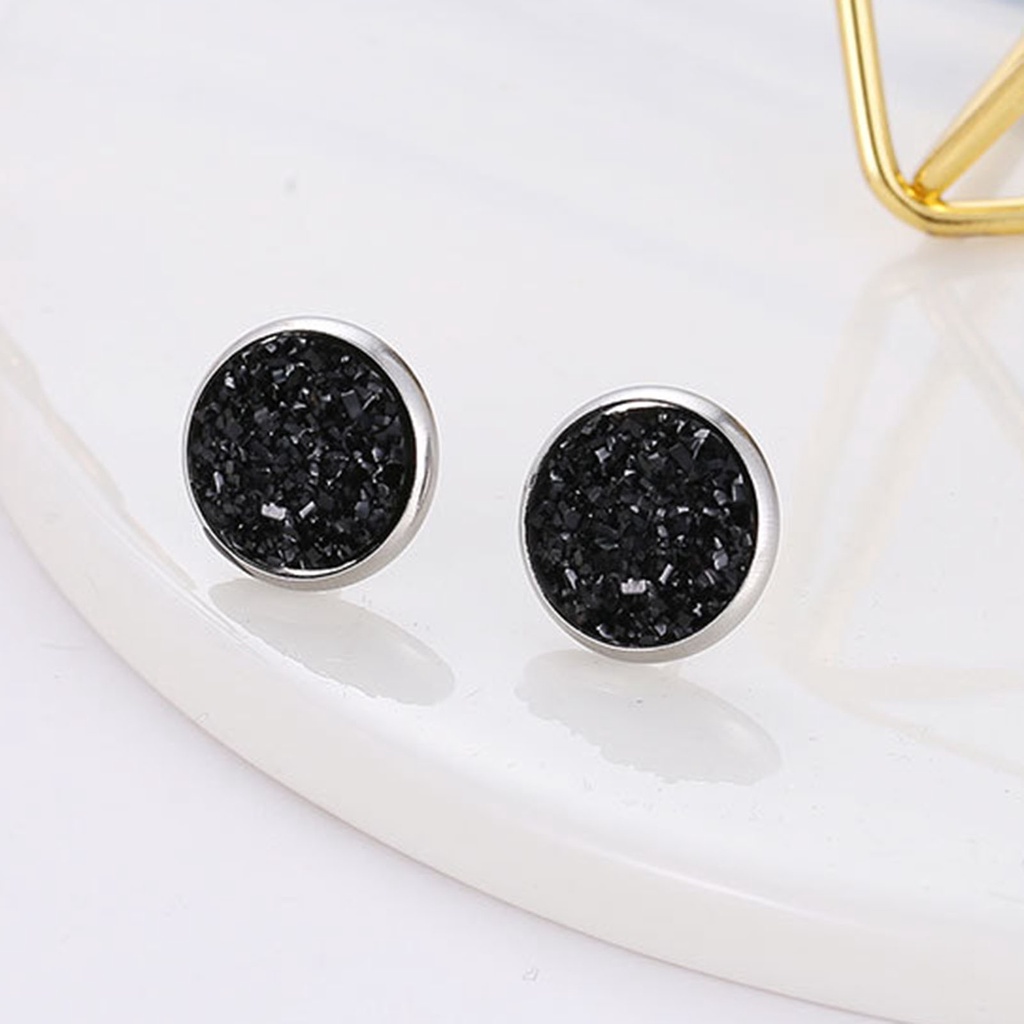 Hu Hu Hu Hu Hu Alat Bantu Pasang Kacamata♡ 1 Pasang Anting Stud Berlian Imitasi Bentuk Bulat Warna-Warni Bahan Stainless Untuk Hadiah