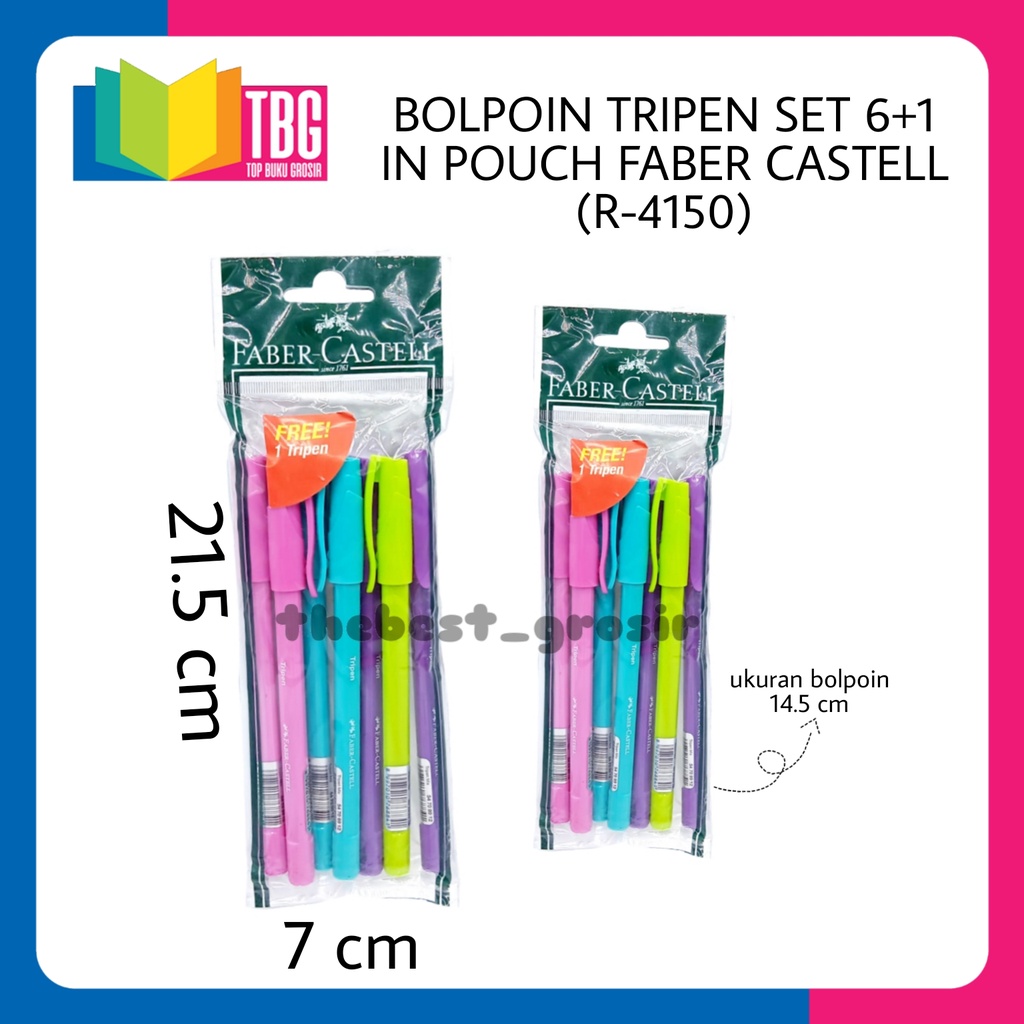 

1 SET (6 PCS + 1) BALLPOINT TRIPEN SET 6 + 1 IN POUCH FABER CASTELL / PULPEN / BOLPEN / PENA (R-4150)