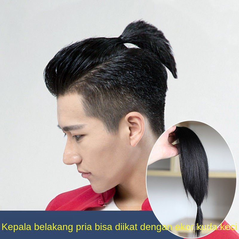 Wig Rambut Palsu Besar Pria Kembali Dapat Mengikat Pendek Rambut Ekor Kuda Kecil Kepang Pendek Kepala Realistis Rambut Melengkapi Potongan Rambut Alami Pengganti Top Wig Senilai Rp192 793