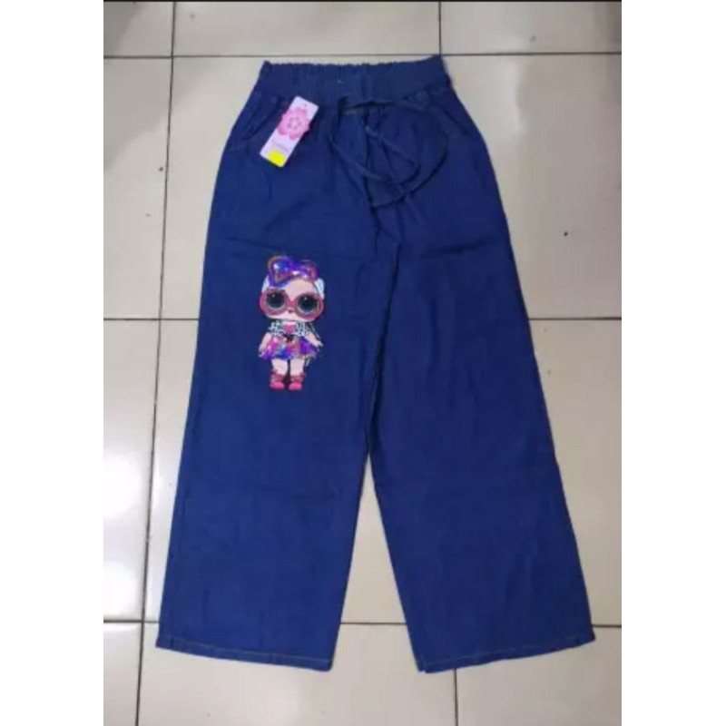 celana kulot levis panjang anak perempuan motif Lol  Led
