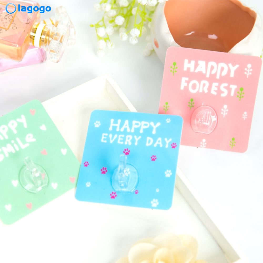 1Pc Gantungan Dinding Pengait Dengan Perekat Dan Gambar Kartun Untuk Tempat Penyimpanan Seamless