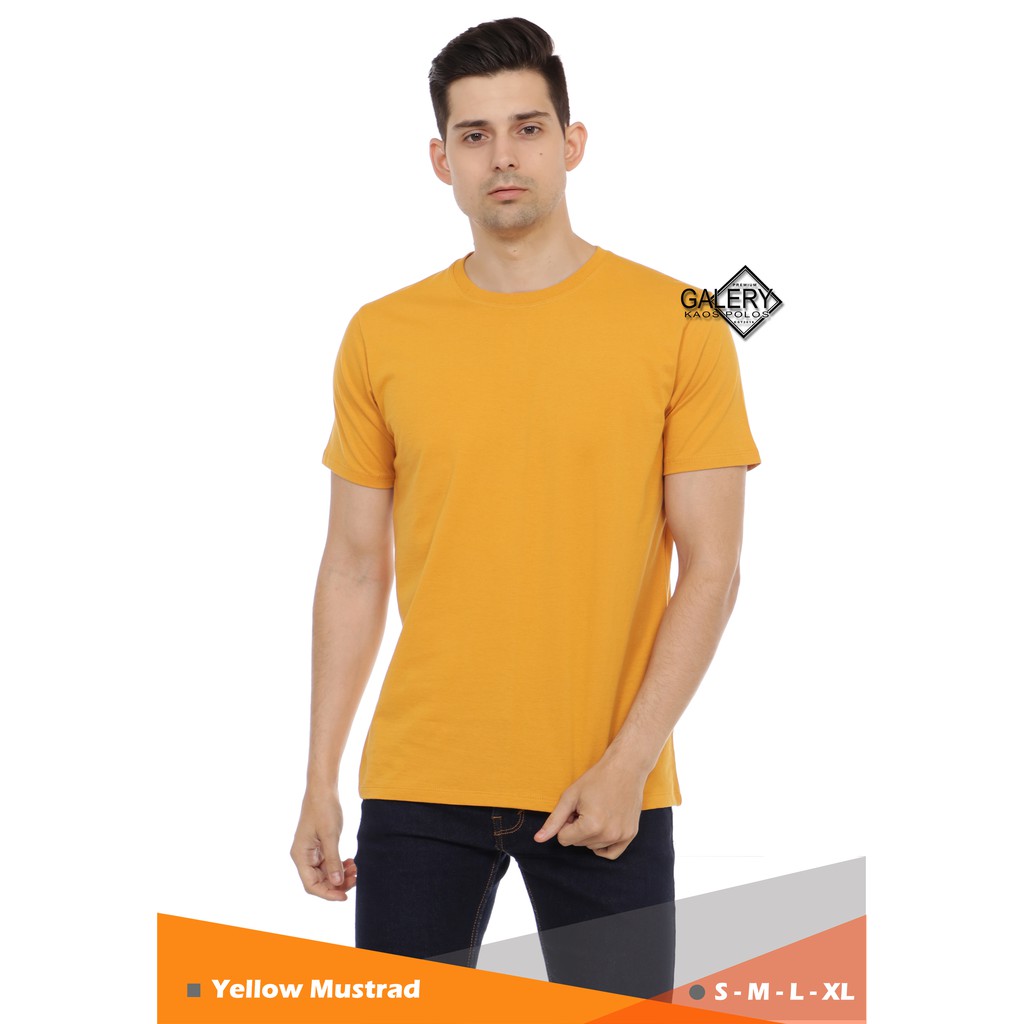 [LANGSUNG DARI PABRIK] [HARGA RESELLER] Kaos Polos Bahan Cotton, Combad 30s Unisex Cewek Cowok Casual-Yellow Mustrad