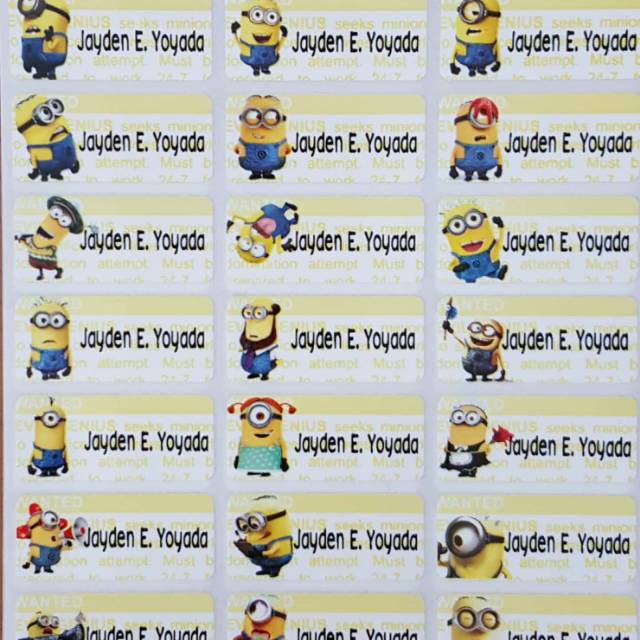 

Label nama karakter Minions anti air