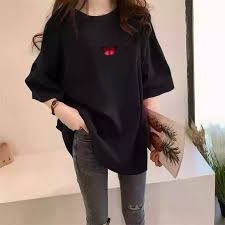 Baju atasan kaos oversize kupu bordir