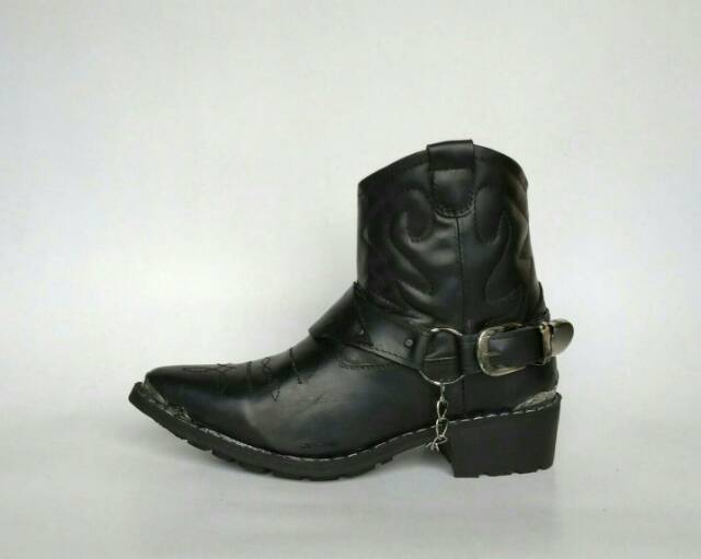 Sepatu Jenggel Boot Kulit Asli Motor Gede Bikers Touring Moge Cowboy Dinas PDH PDL