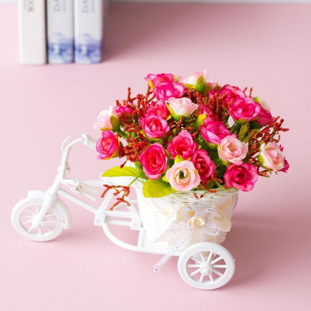 Sepeda Bunga dekorasi Bunga plastik-PS-SD Merah