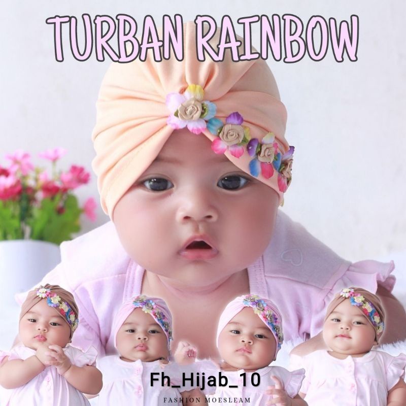 turban Rainbow anak bayi perempuan Usia 0 - 3 Tahun | ciput baby new born 6 - 2 thn | bandana Baby Girl newborn import Premium lucu 1 - 5 Bulan