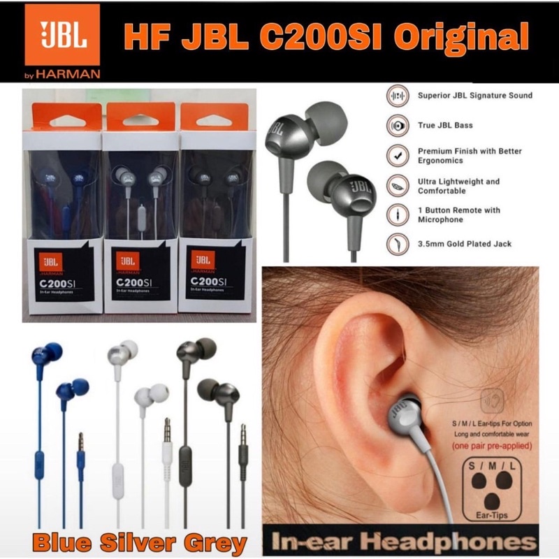Headset Kabel JBL C200si Original Earphone