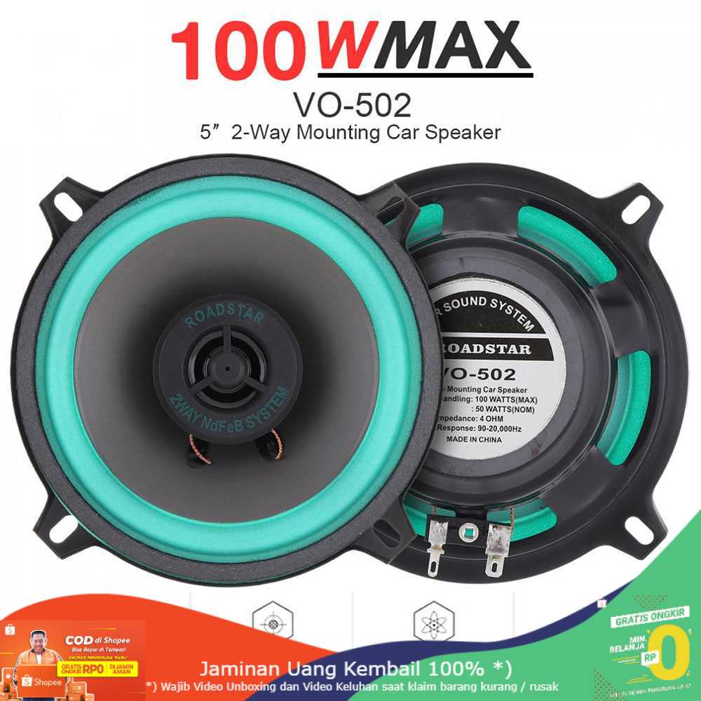 (BISA COD) RVOSTR ROADSTAR Speaker Subwoofer Mobil HiFi 5 Inch 100W 1 PCS - VO-502