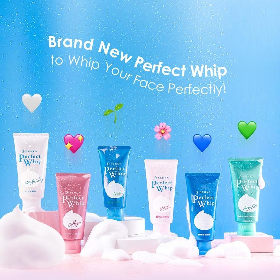 SENKA Perfect Whip, White Clay, Anti Shine, Vibrant White,Sakura Facial Foam