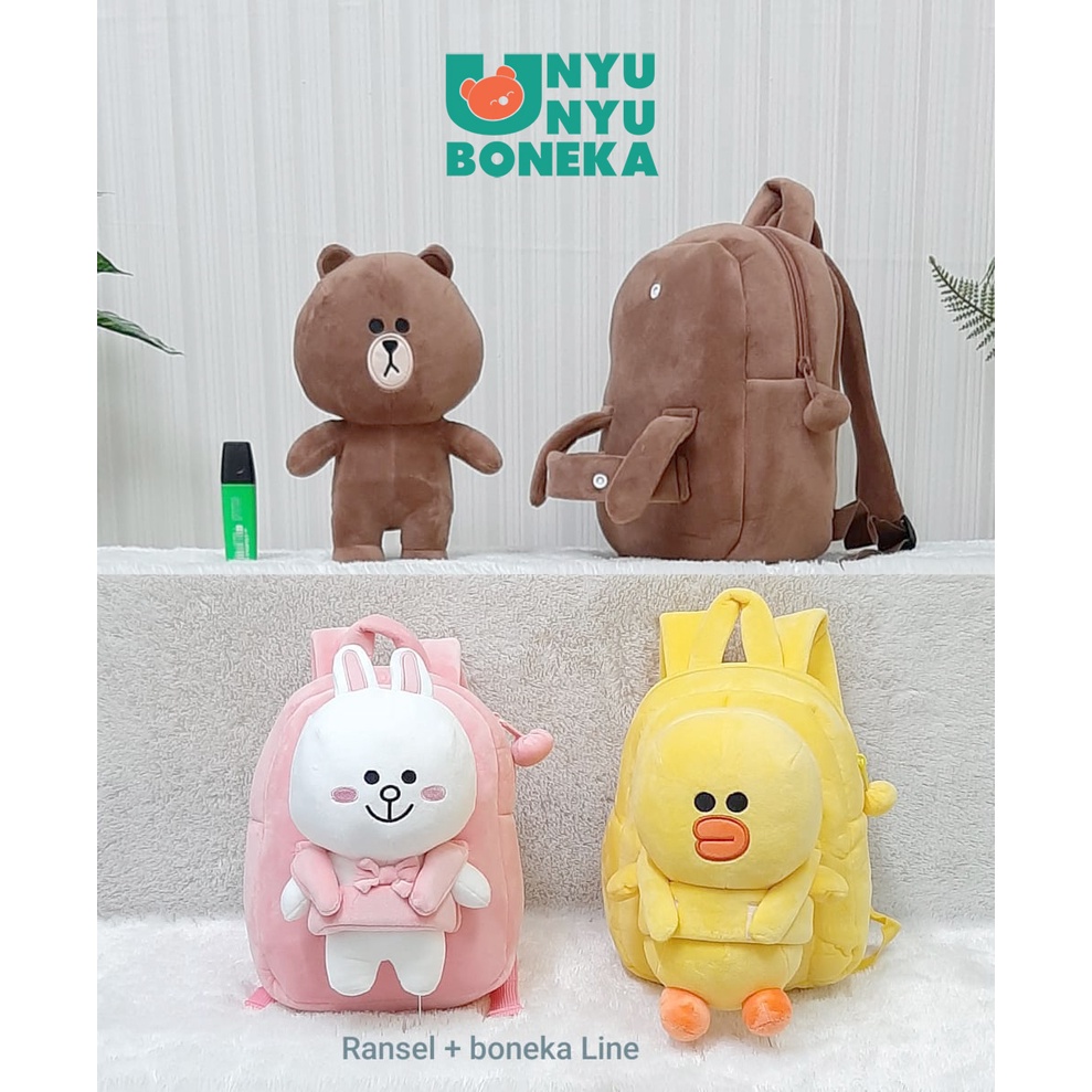 Tas Ransel Line Brown/Sally/Bebek/cony/Tasanak/Tassekolah/hadiah/lucu