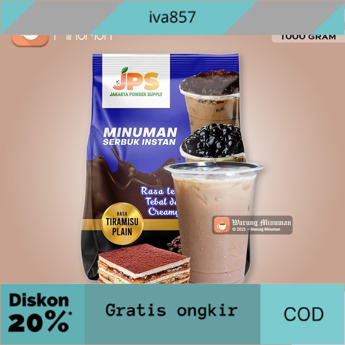 

PROMO Bubuk Minuman 1 kg Tiramisu JPS Plain Tanpa Gula GRATIS ONGKIR