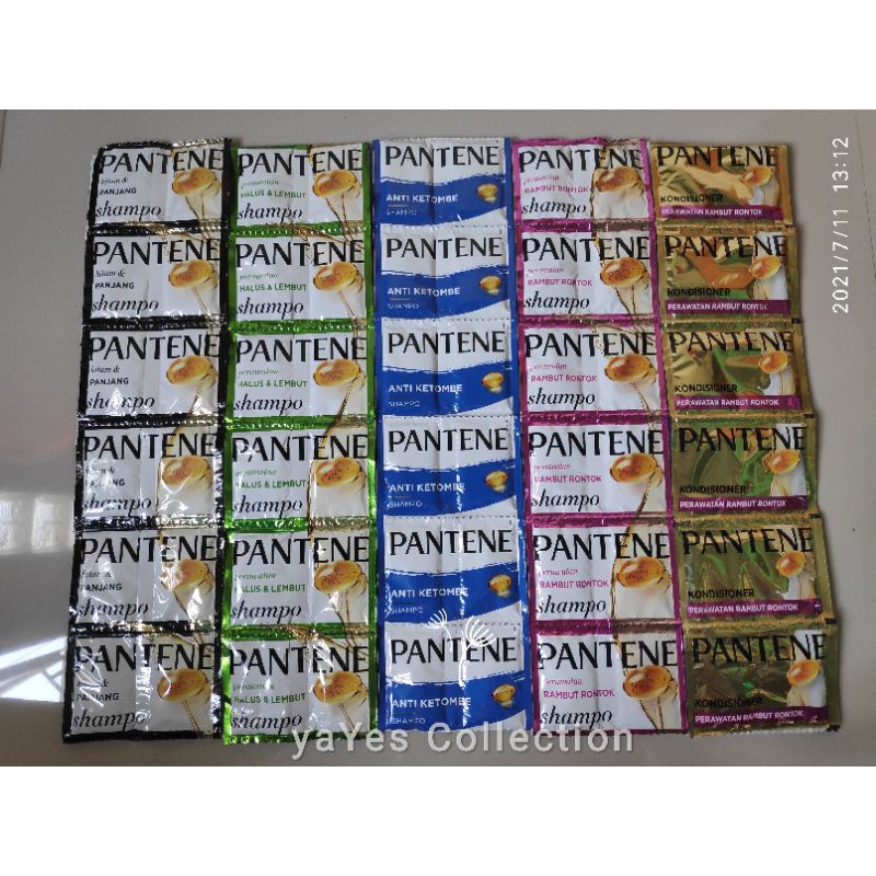 Pantene sampo Conditioner 12 sachet 10ml Rencengan Rambut Hitam Panjang Ungu Rambut Rusak shampo renceng pro V pantine hijau