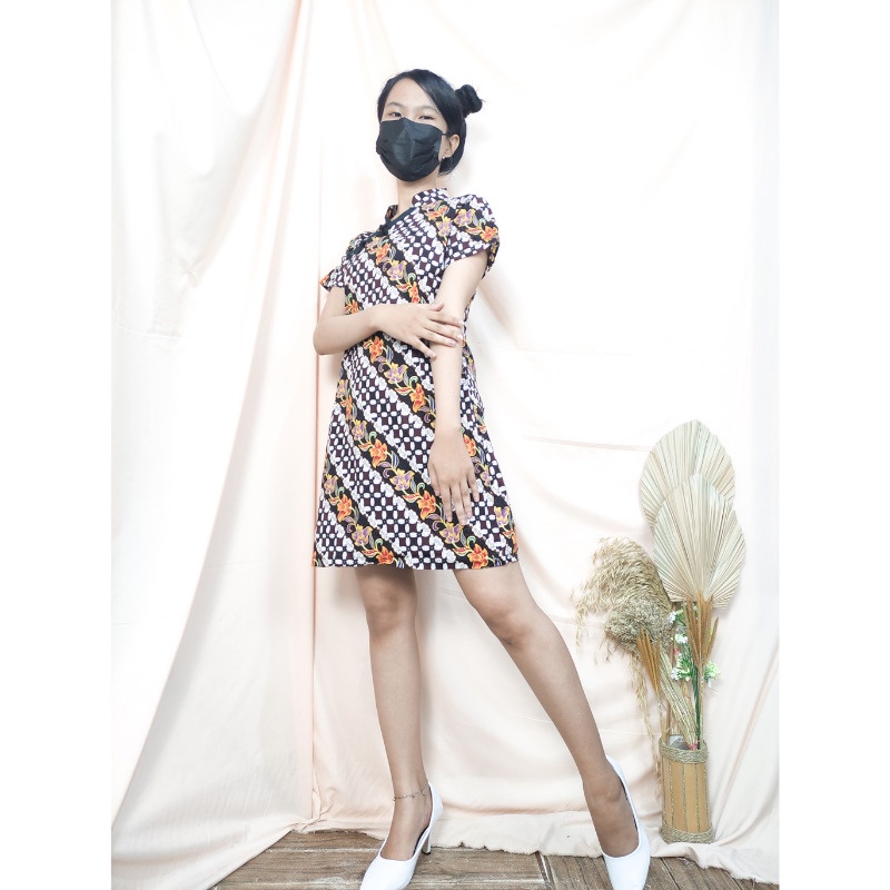 SB Collection Midi Dress Murnie Shortdress Casual Modern Batik Cheongsham Wanita