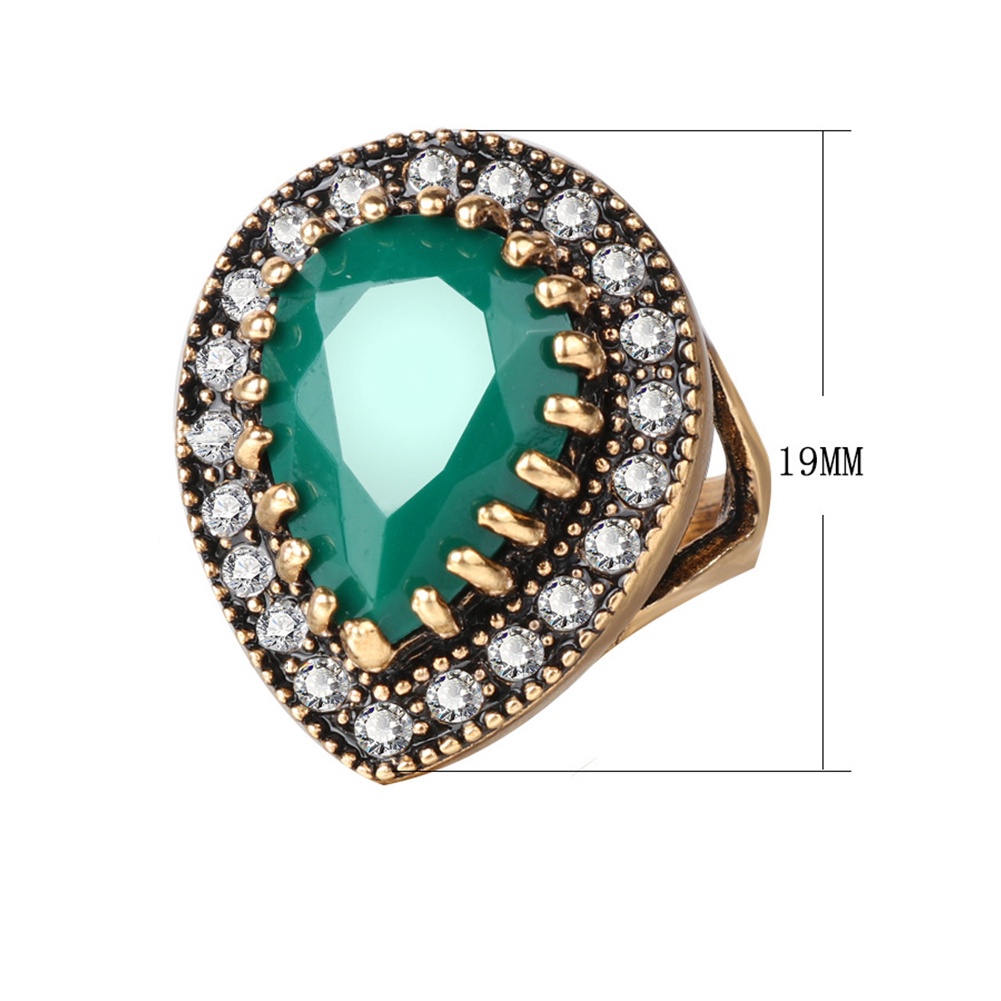 Hu Hu Hu Hu Hu Alat Bantu Pasang Kacamata♡ Cincin Antik Bentuk Tetesan Air Aksen Berlian Imitasi Bahan Resin Untuk Hadiah Wanita