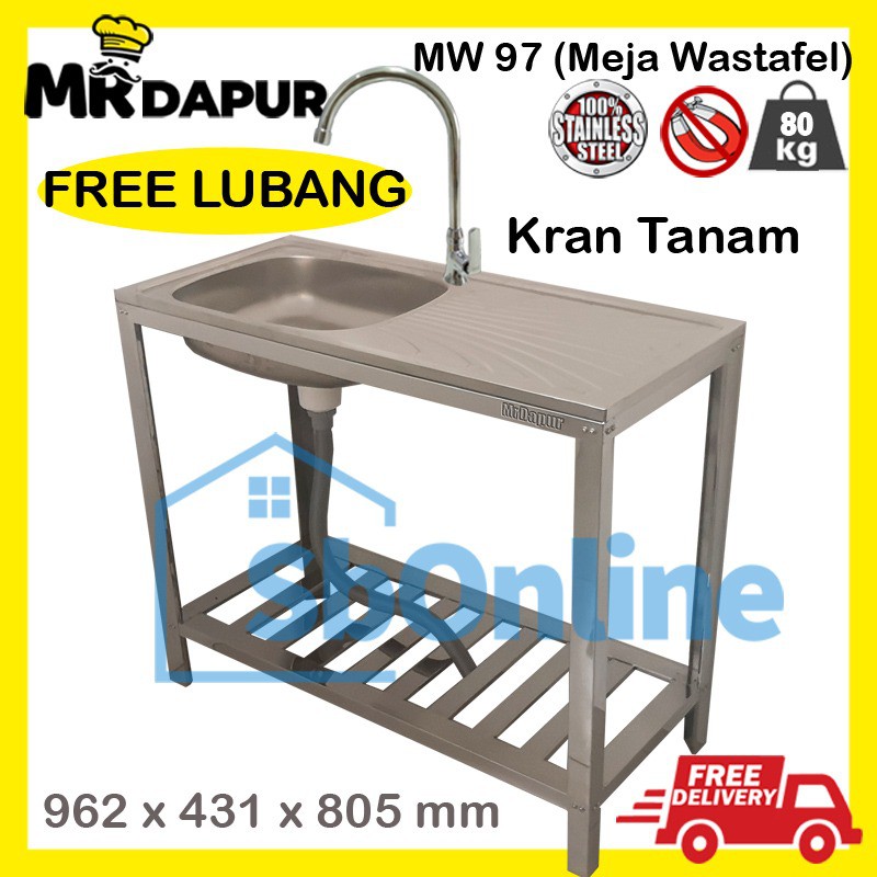 Wastafel/Bak Cuci Piring Mr Dapur MW 97 Kran IG502 Portable Stainless