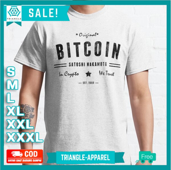 Kaos Baju Bitcoin Original Satoshi BTC Crypto Logo T-Shirt Premium