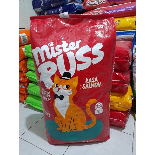 Grab/Gojek Makanan Kucing Mister Puss 20kg Salmon / Tuna