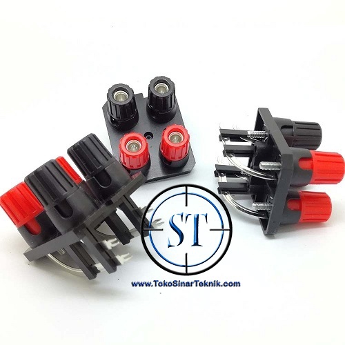 Terminal Speaker Binding Post 4 Pin Banana Plug Merah Hitam Input Tapal Kuda Box Bell 4 kaki  Ba-82