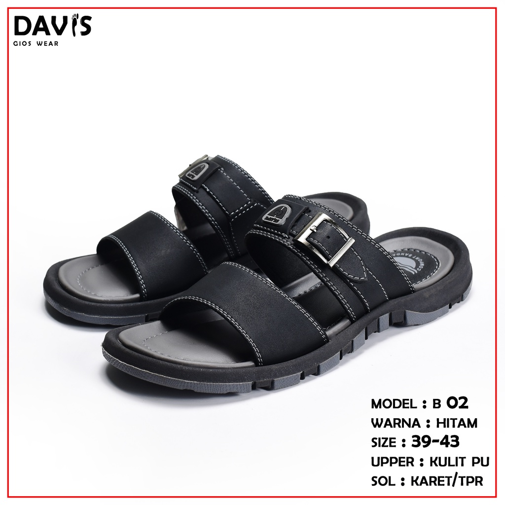 sandal pria keren kekinian davis fashion slop original sandal pria casual slop pria 100% original kasual model 002