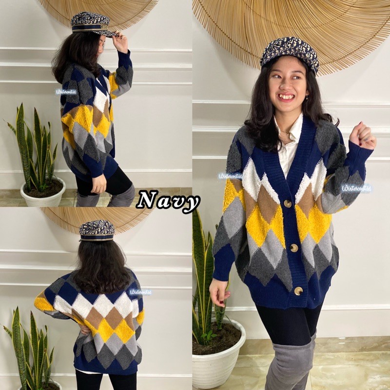 Kardigan rajut wanita import korea Anna knitted cardigan woman winter musim dingin tebal hangat