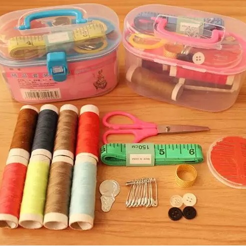 sewing Alat Jahit Set Mini Box Sewing Toolkit Benang Jarum Gunting