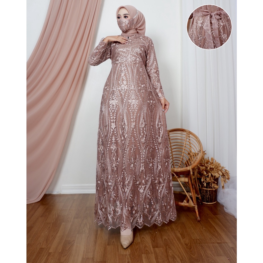 Kadai.baju / Gamis tulle brukat / Gamis jumbo wanita / Gamis pesta / Dress party Maxi Size M L XL XXL