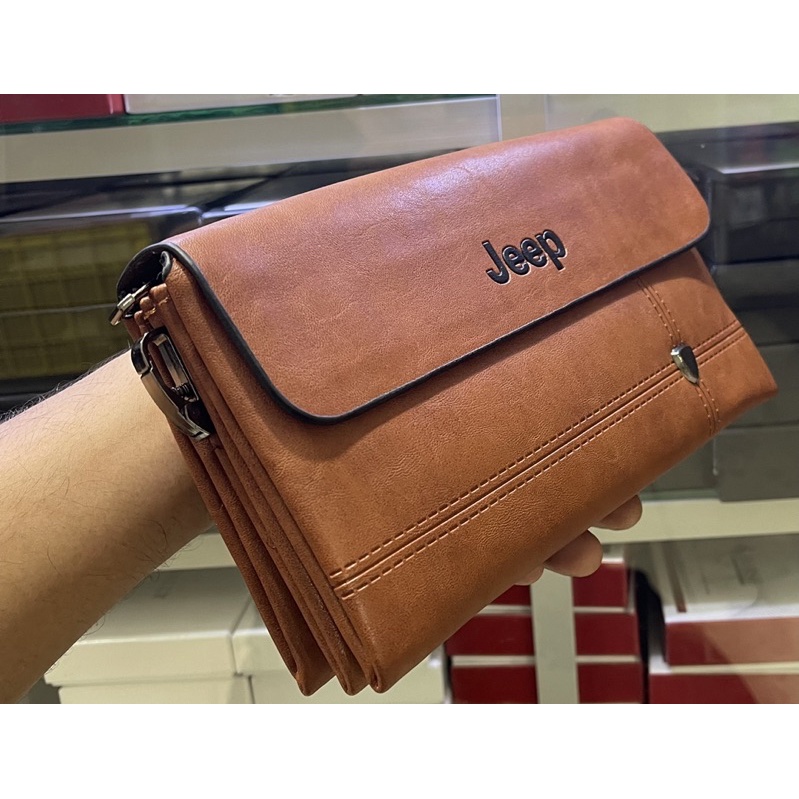 tas selempang pria handbag multifungsi kulit berkualitas Jeep pria/wanita