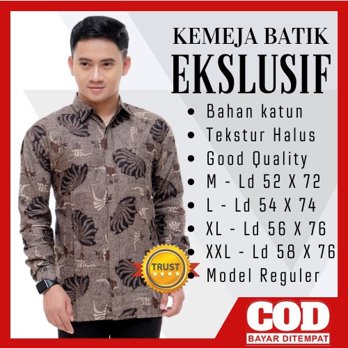 DANABRATA BATIK Lengan Panjang Batik Motif SOGAN KOTAK size M L XL XXL REGULER