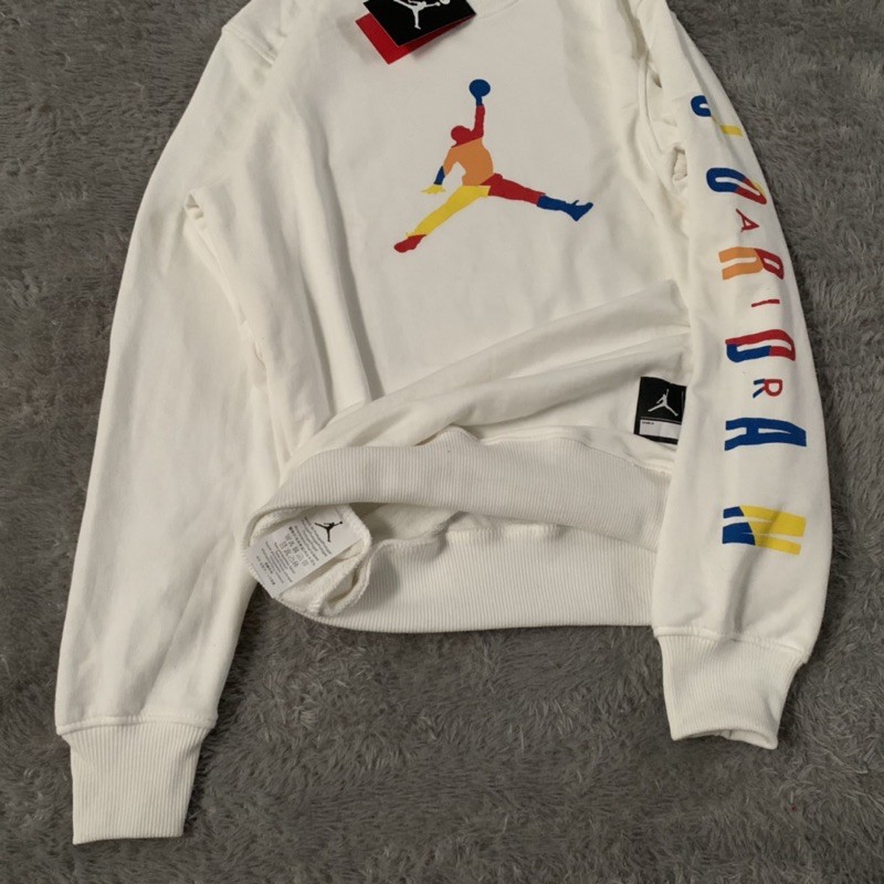 Sweater Crewneck Air Jordan Rainbow Taped White Fulltag &amp; Lebel