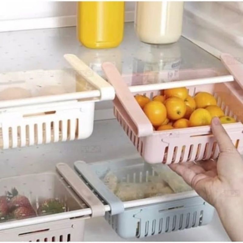 RAK KULKAS / RAK MULTIFUNGSI STORAGE BOX KULKAS ORGANIZER MULTIFUNGSI RAK KERANJANG JEPIT KULKAS SRBAGUNA RAK KULKAS LACI