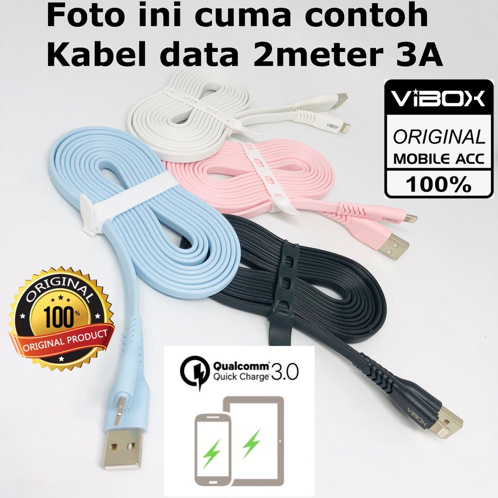 ( Non Pack )  Kabel Data Vibox VB-200 Micro Iphone Dan Type C 2.4A 2 Meter Vibox Kabel Data IP Camera Cctv Kabel Casan Hp Panjang 2 Meter