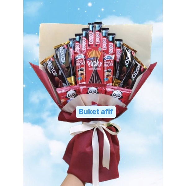 

(S) BUKET SNACK POCKY NEXTAR CREAM MAROON/Anniversary/bingkisan Snack Ulang Tahun/Ultah/Wisuda/buket snack/ buket wisuda/ hadiah pacar / hadiah ortu / birthday / hampers
