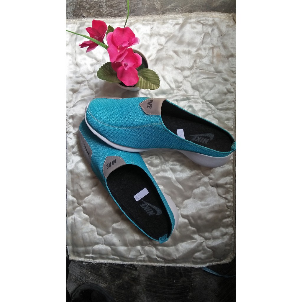 Sepatu Selop Nike Pria - Sepatu Selop Nike Slip On Casual Pria - Biru Muda Kombinasi Abu - SN01