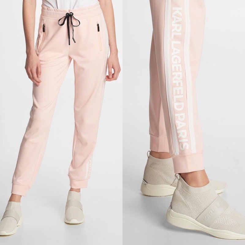 karl lagerfeld block letter pants jogger pink size XS
