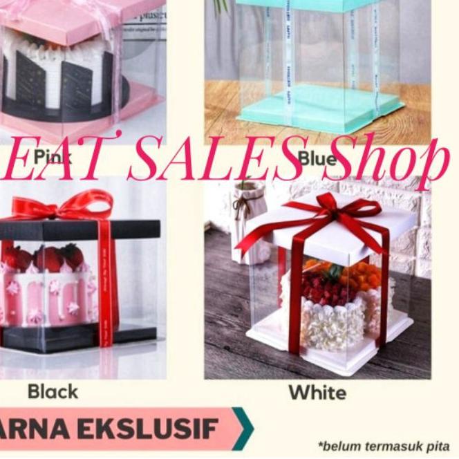 

Pasti Laris ⁑ Kotak kue transparan cake box mica dus kue P22 x L22 cm^