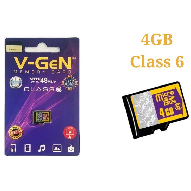 Memory Card Micro SD V-GEN 4GB Class 6 Speed 48 MBPS Memory Card 4 GB