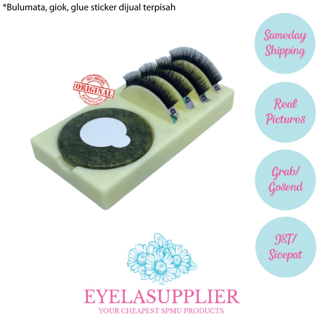 Palet akrilik kaca glass pallete untuk eyelash extension lem bulumata jade giok holder sticker bulu